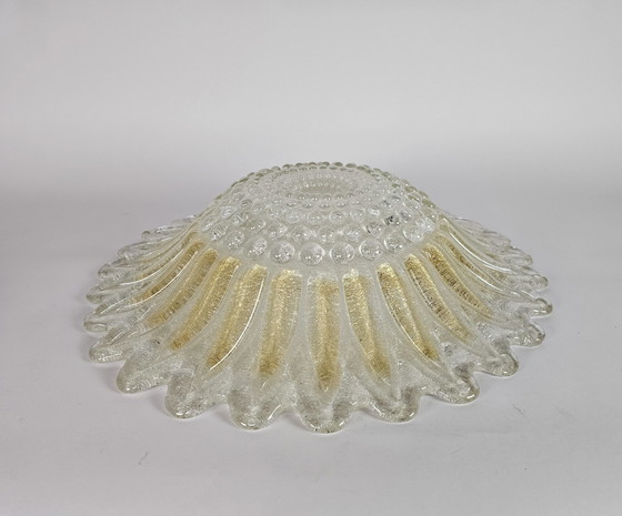 Image 1 of Murano - Xl Ceiling Light - Glass With Enclosed Gold Particles - Italy - 80'S