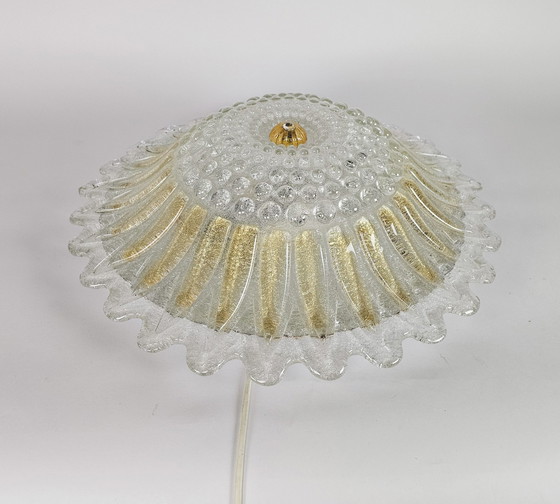 Image 1 of Murano - Xl Ceiling Light - Glass With Enclosed Gold Particles - Italy - 80'S