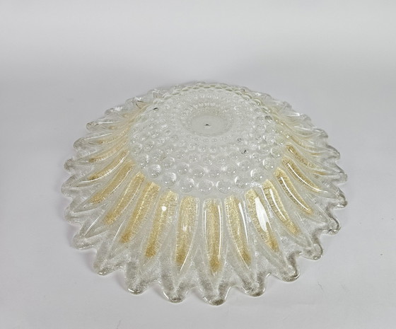 Image 1 of Murano - Xl Ceiling Light - Glass With Enclosed Gold Particles - Italy - 80'S