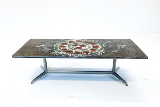 Image 1 of Chrome & tile coffee table, J. Belarti