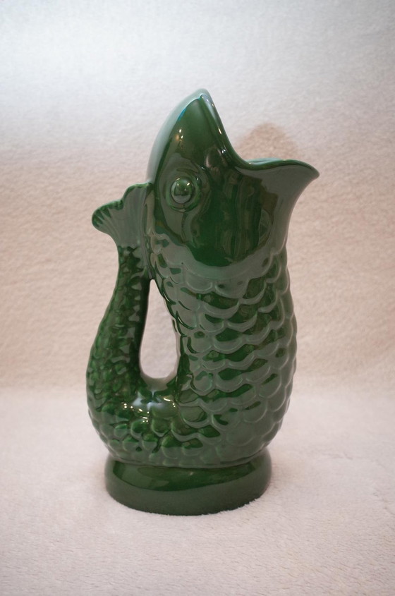 Image 1 of Green fish jug fish vase ceramic fish