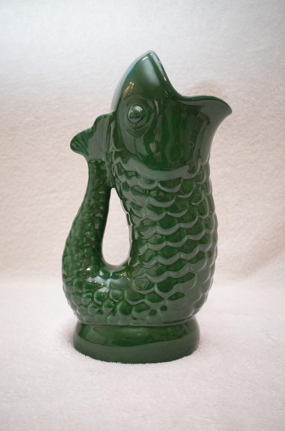 Image 1 of Green fish jug fish vase ceramic fish