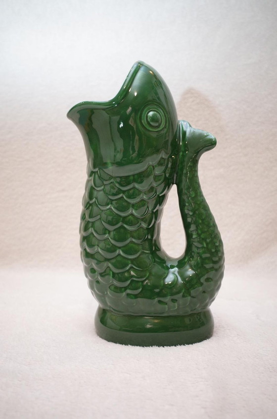 Image 1 of Green fish jug fish vase ceramic fish