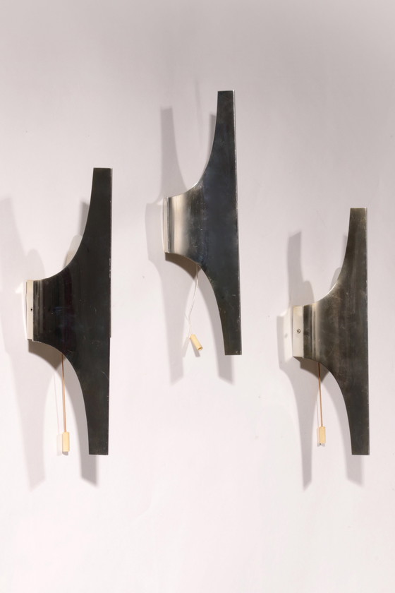 Image 1 of Mid-Century Silver Wall Lamp By Wilhelm Braun Feldweg – Doria Leuchten, Germany