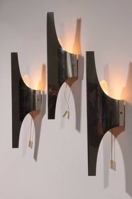 Image 1 of Mid-Century Silver Wall Lamp By Wilhelm Braun Feldweg – Doria Leuchten, Germany