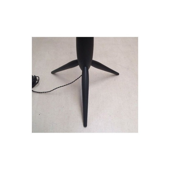 Image 1 of American vintage floor lamp in black lacquered wood, 1950-1960