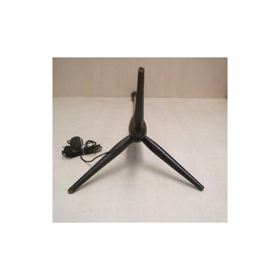 Image 1 of American vintage floor lamp in black lacquered wood, 1950-1960