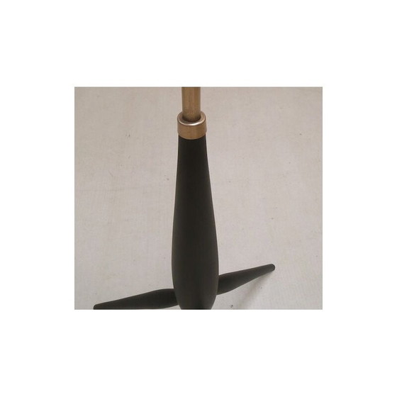 Image 1 of American vintage floor lamp in black lacquered wood, 1950-1960