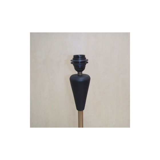Image 1 of American vintage floor lamp in black lacquered wood, 1950-1960