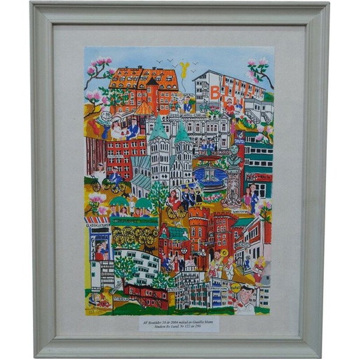 Vintage lithograph by Gunilla Mann, Sweden 1990