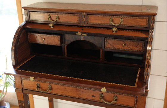 Image 1 of Louis Xvi French Cylinder Lady's Desk In Mahogany And Walnut