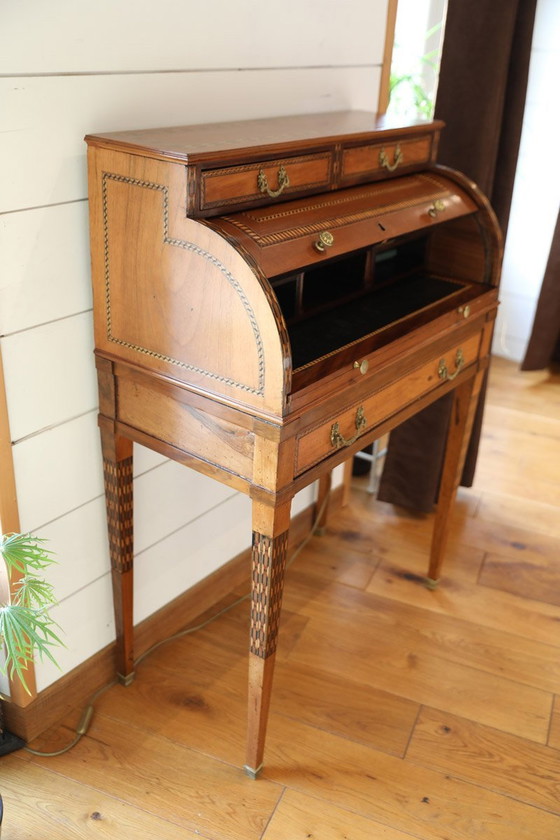 Image 1 of Louis Xvi French Cylinder Lady's Desk In Mahogany And Walnut