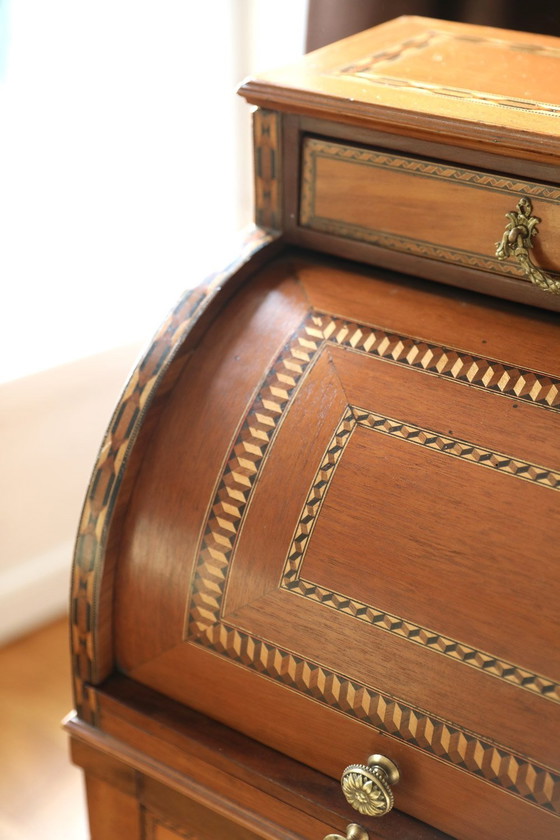 Image 1 of Louis Xvi French Cylinder Lady's Desk In Mahogany And Walnut