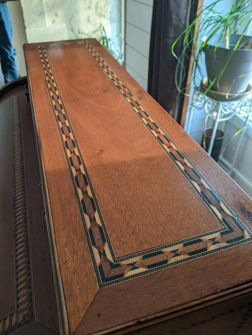 Louis Xvi French Cylinder Lady's Desk In Mahogany And Walnut