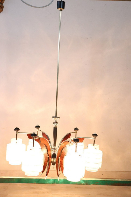 Image 1 of Mid-Century Italian Chandelier, Six Bulbs