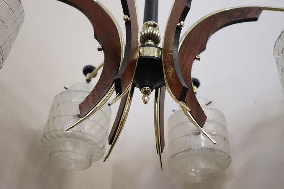 Image 1 of Mid-Century Italian Chandelier, Six Bulbs