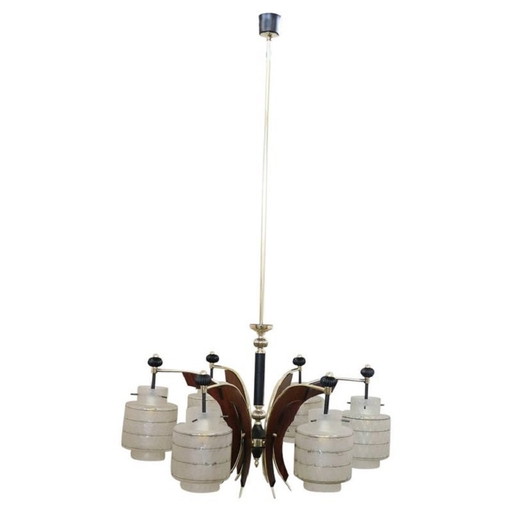 Mid-Century Italian Chandelier, Six Bulbs