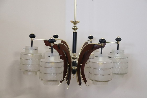 Image 1 of Mid-Century Italian Chandelier, Six Bulbs