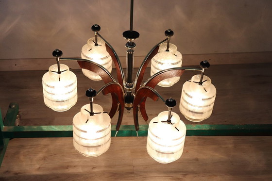 Image 1 of Mid-Century Italian Chandelier, Six Bulbs