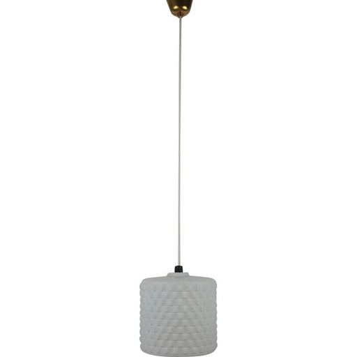 Vintage metal and glass suspension lamp, Czechoslovakia 1969
