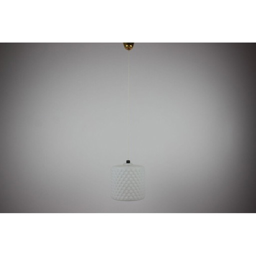 Vintage metal and glass suspension lamp, Czechoslovakia 1969