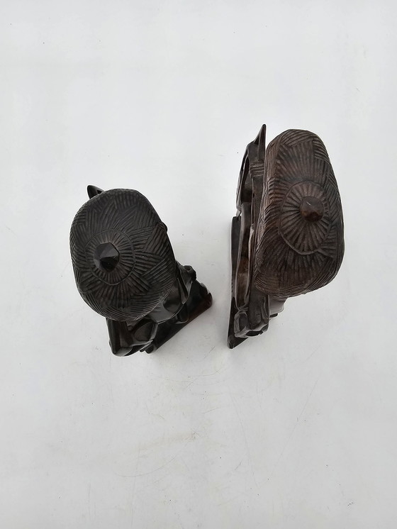 Image 1 of Pair Of Antique Asian Water Bearer Statuettes