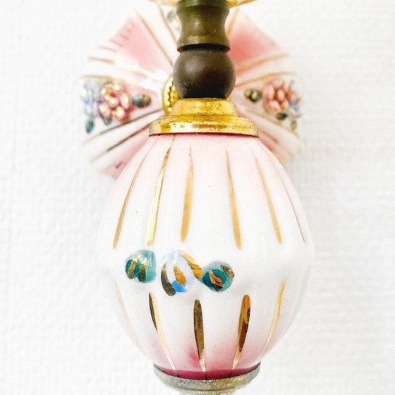 Image 1 of Baroque Capodimonte wall lamp porcelain gold pink