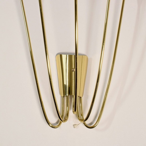 Image 1 of Vintage brass and red lacquer wall lamp, 1960