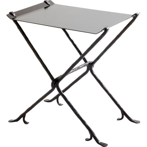 Vintage Isis side table in hammered wrought iron by Elizabeth Garouste and Mattia Bonetti, 1987