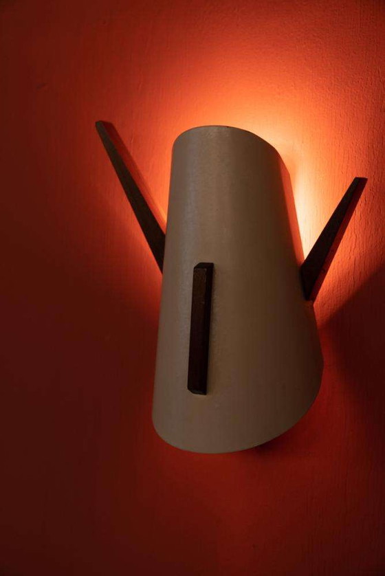 Image 1 of Applique vintage années 60, teck et métal midmod scone