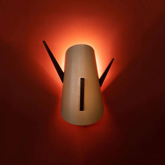 Image 1 of Applique vintage années 60, teck et métal midmod scone