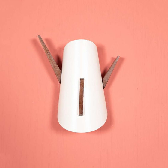 Image 1 of Applique vintage années 60, teck et métal midmod scone