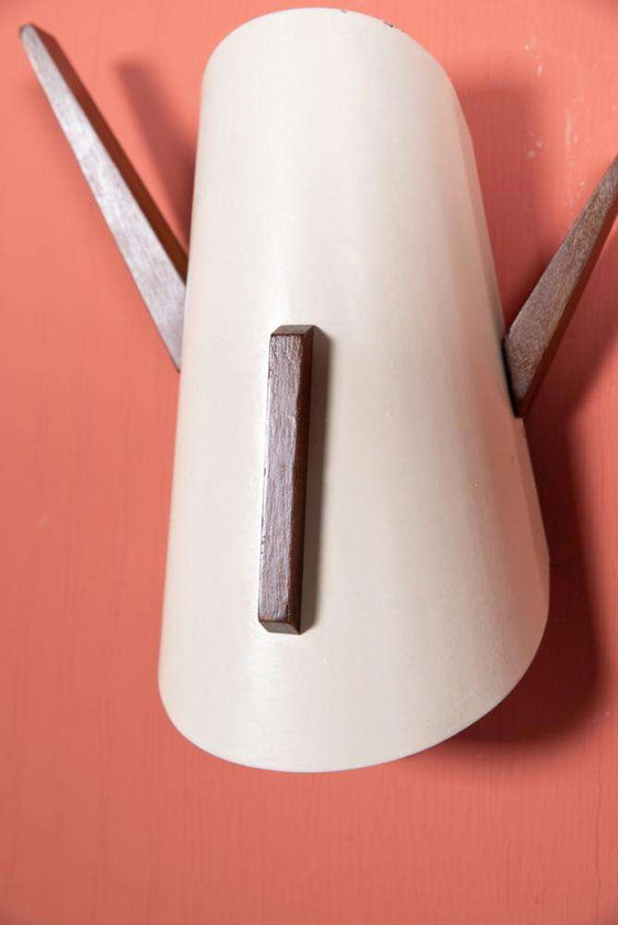 Image 1 of Applique vintage années 60, teck et métal midmod scone