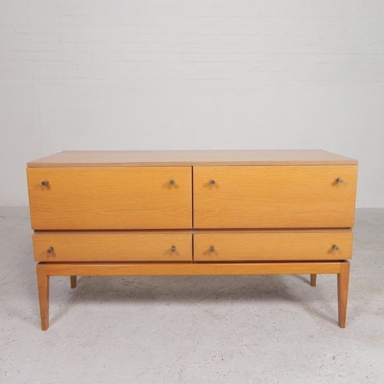 Image 1 of Sideboard With 2 Drawers And 2 Flaps In Birch Veneer, 1960s