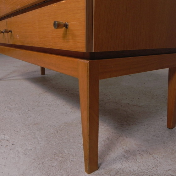 Image 1 of Sideboard With 2 Drawers And 2 Flaps In Birch Veneer, 1960s