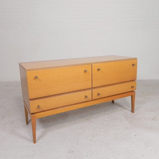 Image 1 of Sideboard With 2 Drawers And 2 Flaps In Birch Veneer, 1960s