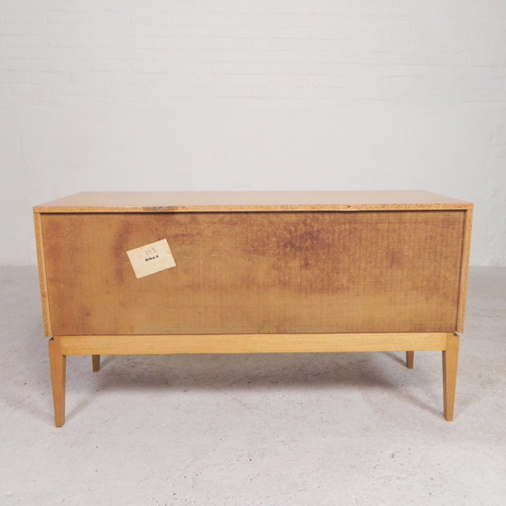 Image 1 of Sideboard With 2 Drawers And 2 Flaps In Birch Veneer, 1960s