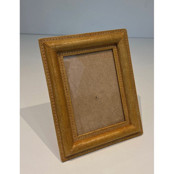 Image 1 of Vintage cellar stitched leather frame, France 1970