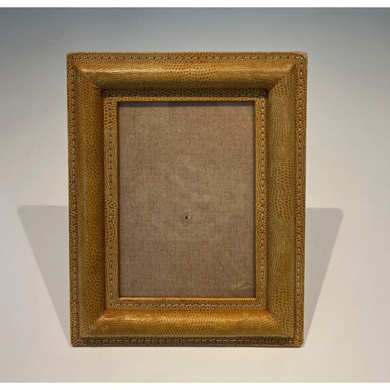 Image 1 of Vintage cellar stitched leather frame, France 1970
