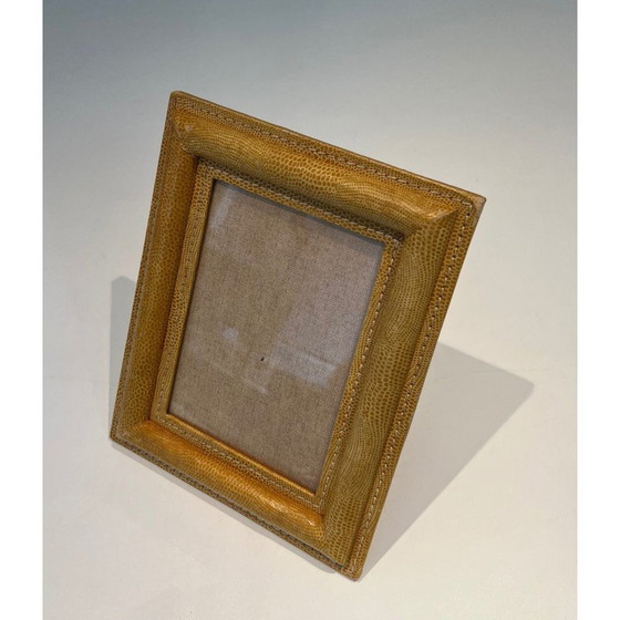 Image 1 of Vintage cellar stitched leather frame, France 1970