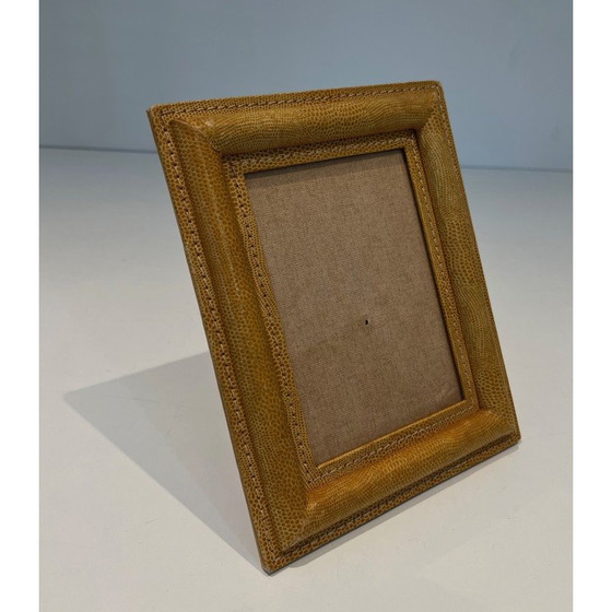 Image 1 of Vintage cellar stitched leather frame, France 1970