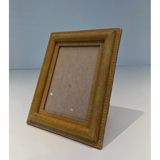 Image 1 of Vintage cellar stitched leather frame, France 1970