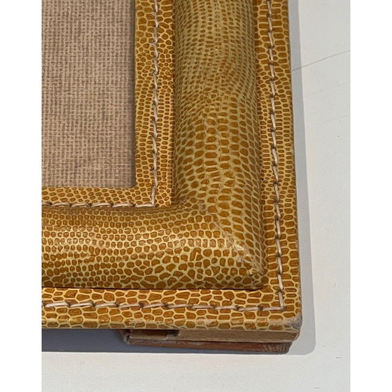 Image 1 of Vintage cellar stitched leather frame, France 1970