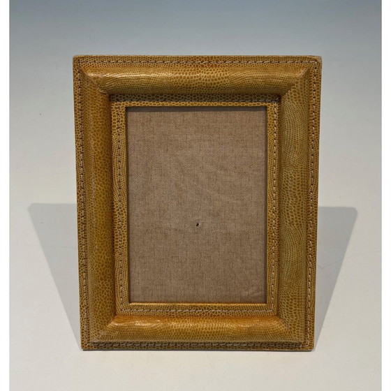Image 1 of Vintage cellar stitched leather frame, France 1970