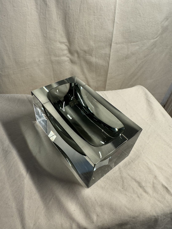 Image 1 of Murano Sommerso Ashtray In Smoky Grey