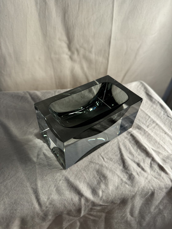 Image 1 of Murano Sommerso Ashtray In Smoky Grey