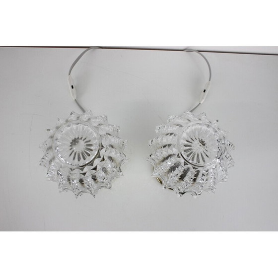 Image 1 of Lampada da parete vintage in vetro e ottone, Cecoslovacchia