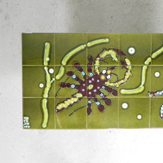 Image 1 of Table en carreaux de faïence Adri avec motif de mer, 1960s