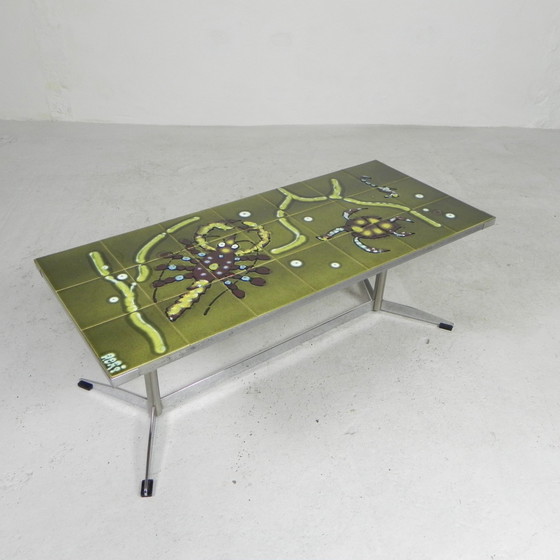 Image 1 of Adri tile table with sea motif, 1960s