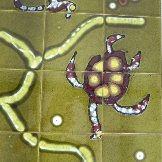 Image 1 of Table en carreaux de faïence Adri avec motif de mer, 1960s